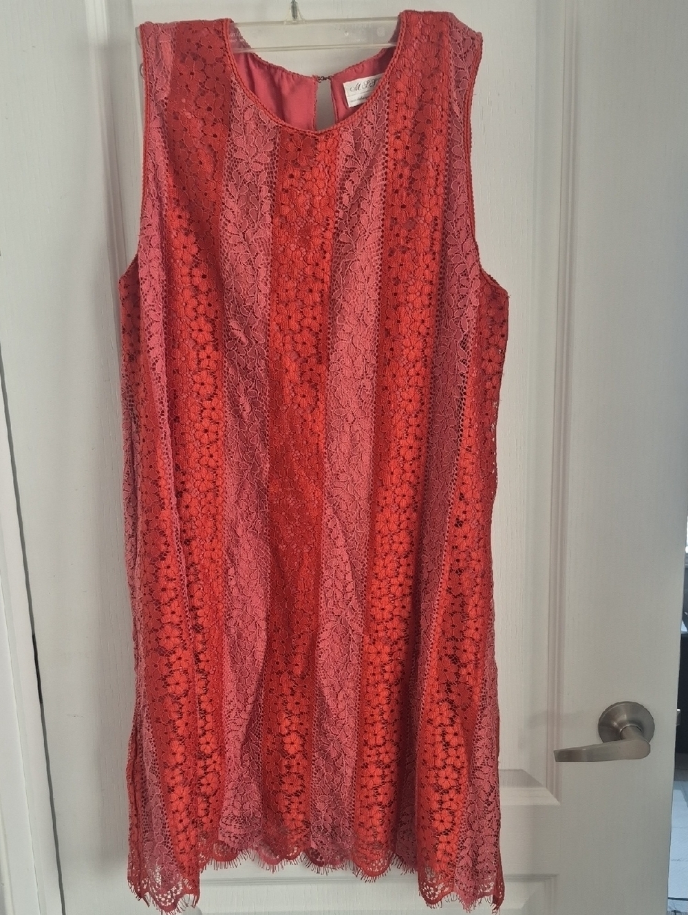 Max Studio Coral and Peach Lace Shift Dress